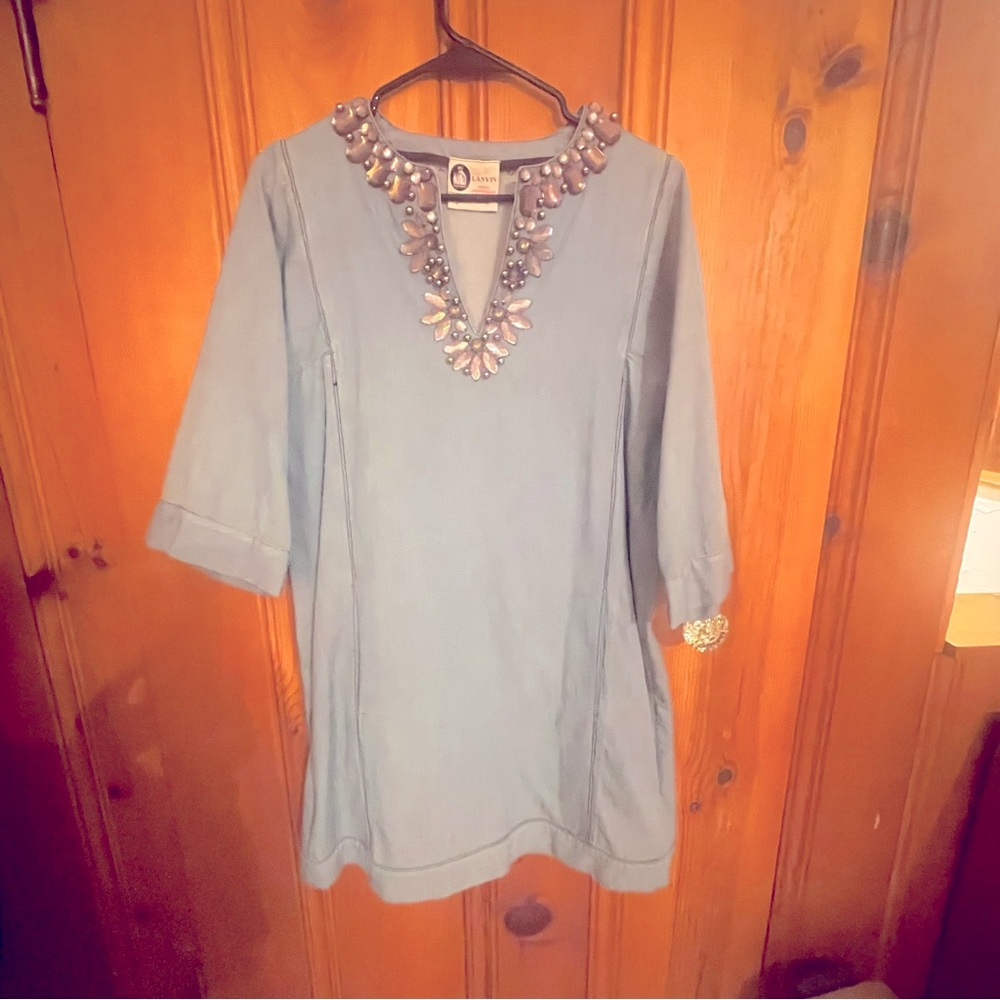 Lanvin for Acne Embellished Denim Dress